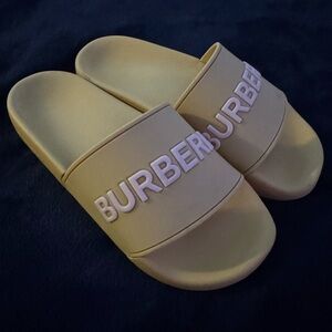 Burberry Tan Logo Slides